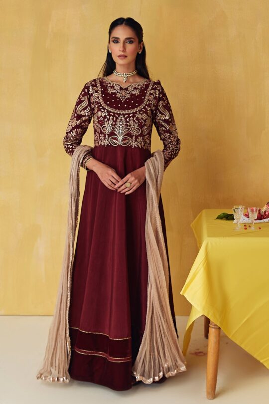 EMBROIDERED SILK FROCK PR-725 By Baroque
