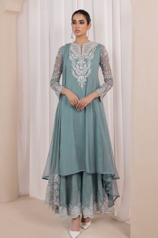 EMBROIDERED CHIFFON FROCK PR-845 By Baroque