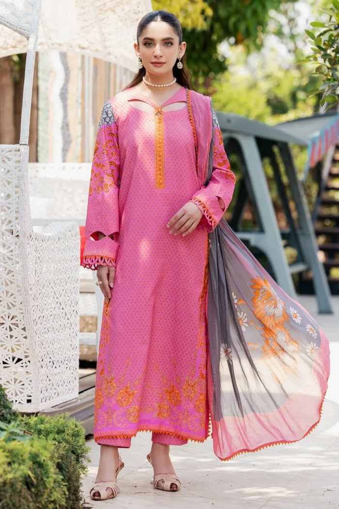 3-PC UNSTITCHED PRINTED LAWN SHIRT WITH CHIFFON DUPATTA AND TROUSER CP4-54