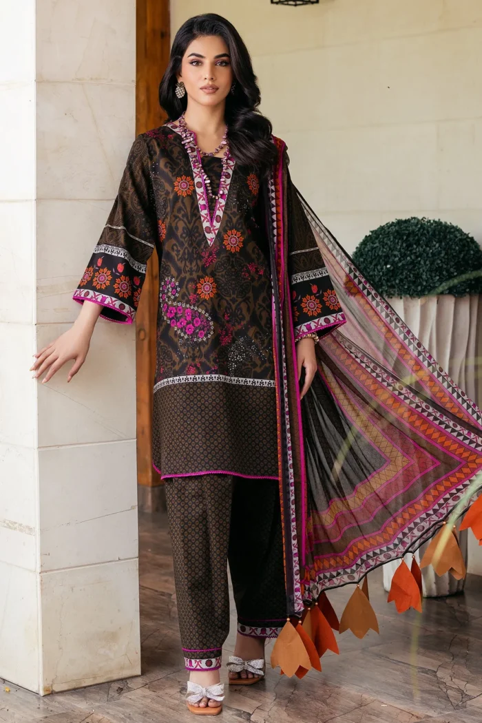 3-PC UNSTITCHED PRINTED LAWN SHIRT WITH CHIFFON DUPATTA AND TROUSER CP4-55