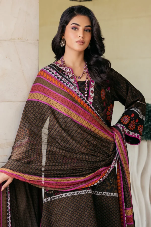 3-PC UNSTITCHED PRINTED LAWN SHIRT WITH CHIFFON DUPATTA AND TROUSER CP4-55 - Image 3