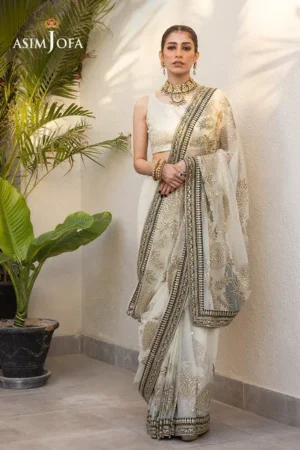 AJJH-09 Embroidered Poly Net 3 PCS - Asim Jofa