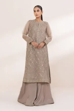 2 Piece - Embroidered Organza Suit – Sapphire – Festive ’24