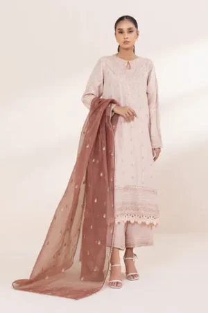 3 Piece - Embroidered Raw Silk Suit – Sapphire – Festive ’24