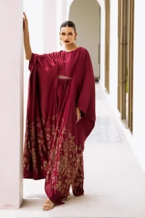 Embellished Silk Kaftan – Sapphire – Festive ’24