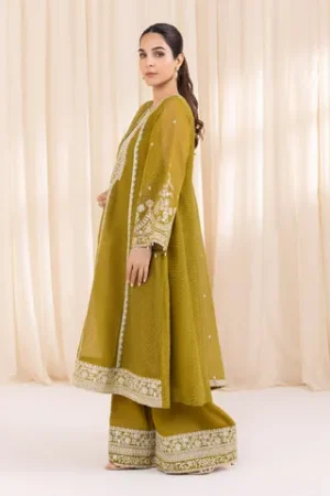 3 Piece - Embroidered Karandi Suit – Sapphire – Festive ’24