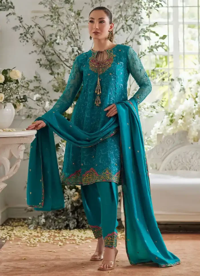 Ivalia Teal - Farah Talib Aziz - Mayna Festive Luxe Pret