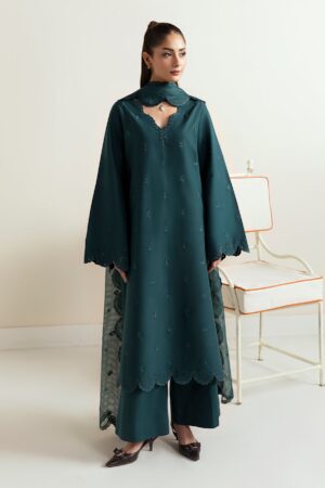 Afrozeh Basic Pret 25 - Dark Kiwi
