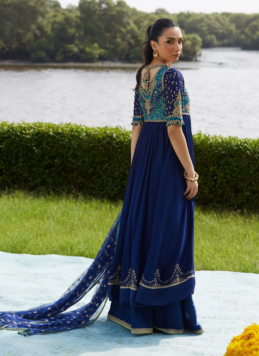 Farah Talib Aziz Mayna Festive Luxe Pret - Zari Navy