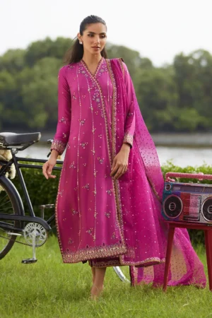 Farah Talib Aziz Mayna Festive Luxe Pret - Mirage Magenta