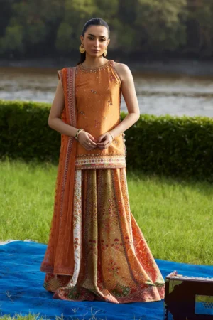 Farah Talib Aziz Mayna Festive Luxe Pret - Sitar Saffron