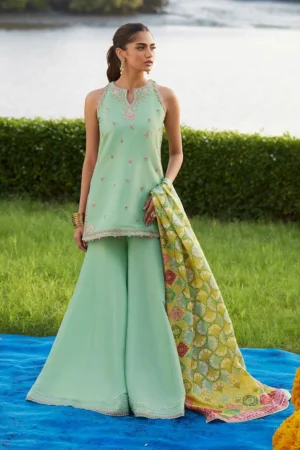 Farah Talib Aziz Mayna Festive Luxe Pret - Cascade Mint