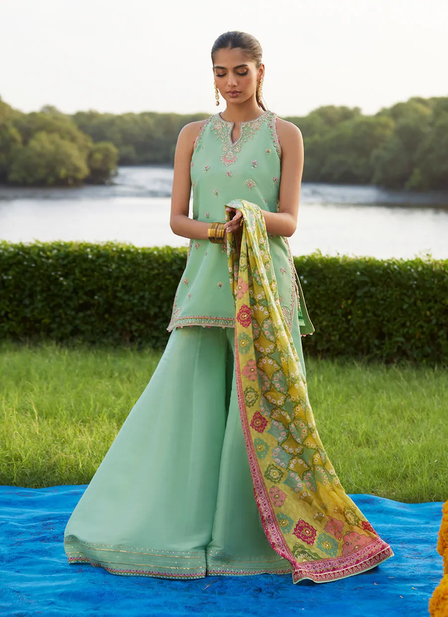 Farah Talib Aziz Mayna Festive Luxe Pret - Cascade Mint