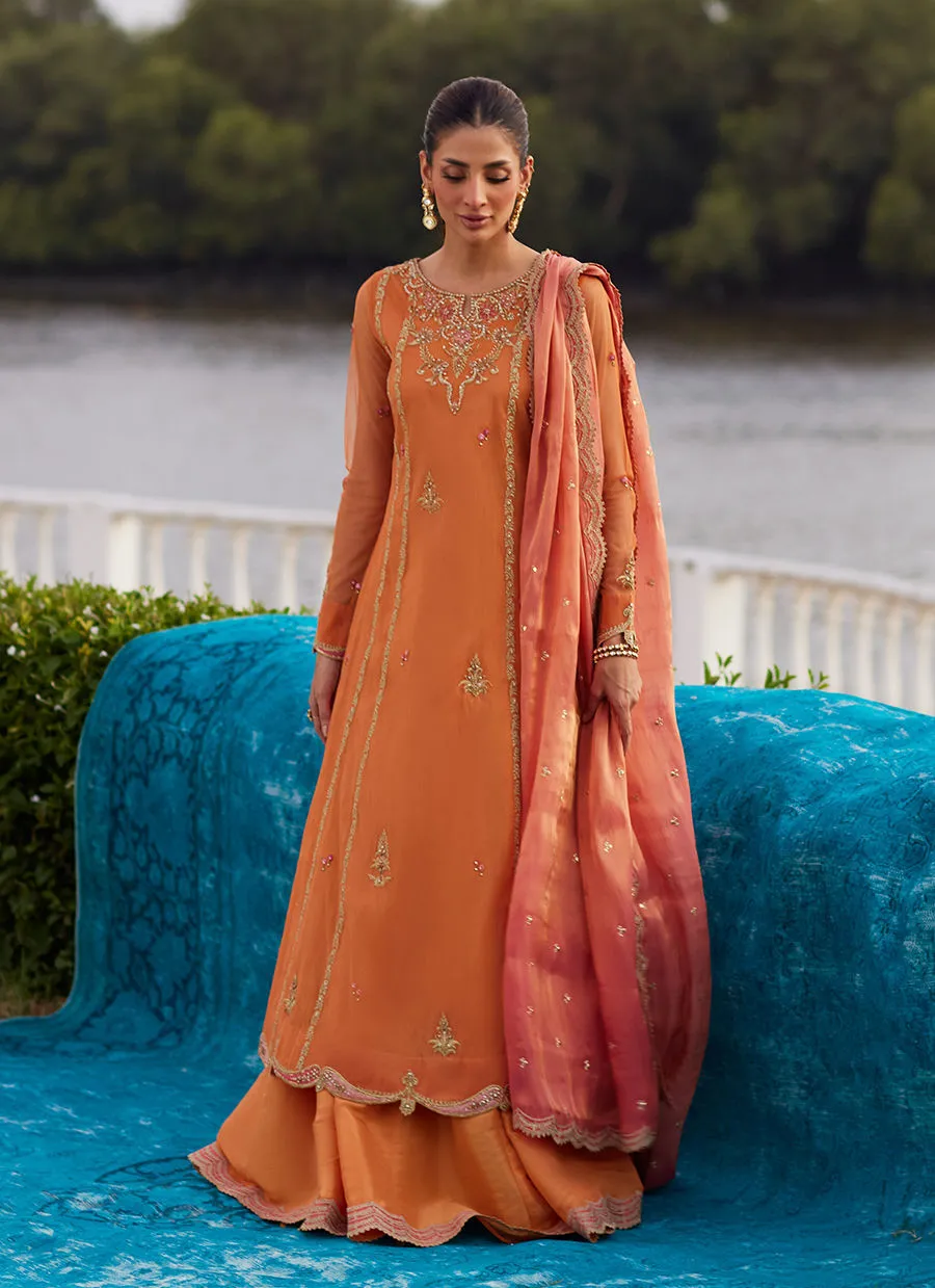 Farah Talib Aziz Mayna Festive Luxe Pret - Anarkali Apricot