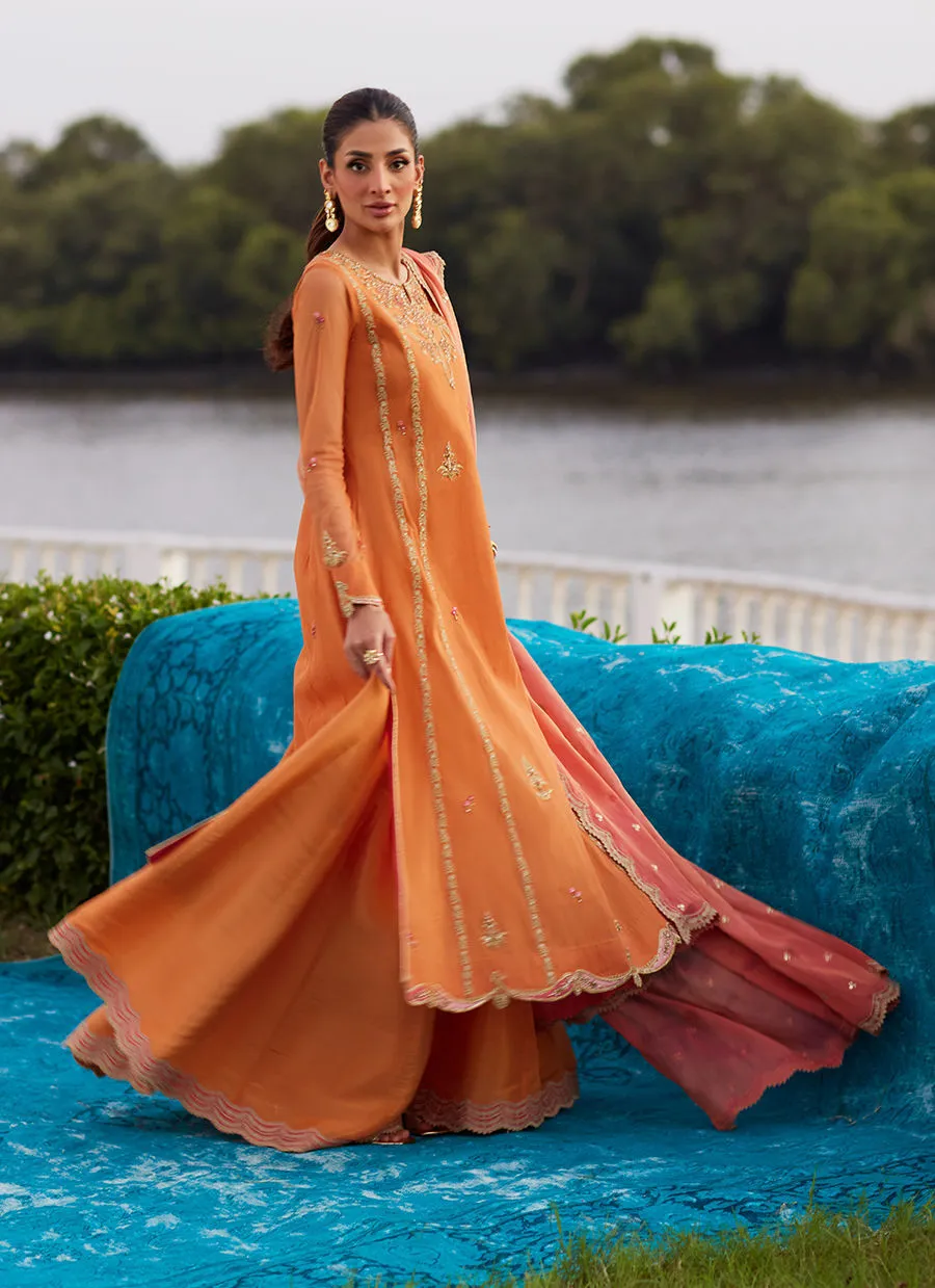 Farah Talib Aziz Mayna Festive Luxe Pret - Anarkali Apricot