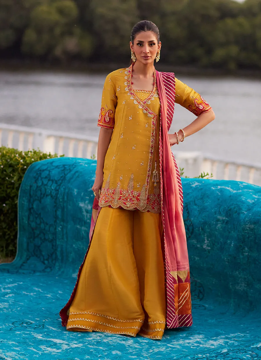 Farah Talib Aziz Mayna Festive Luxe Pret - Henna Saffron