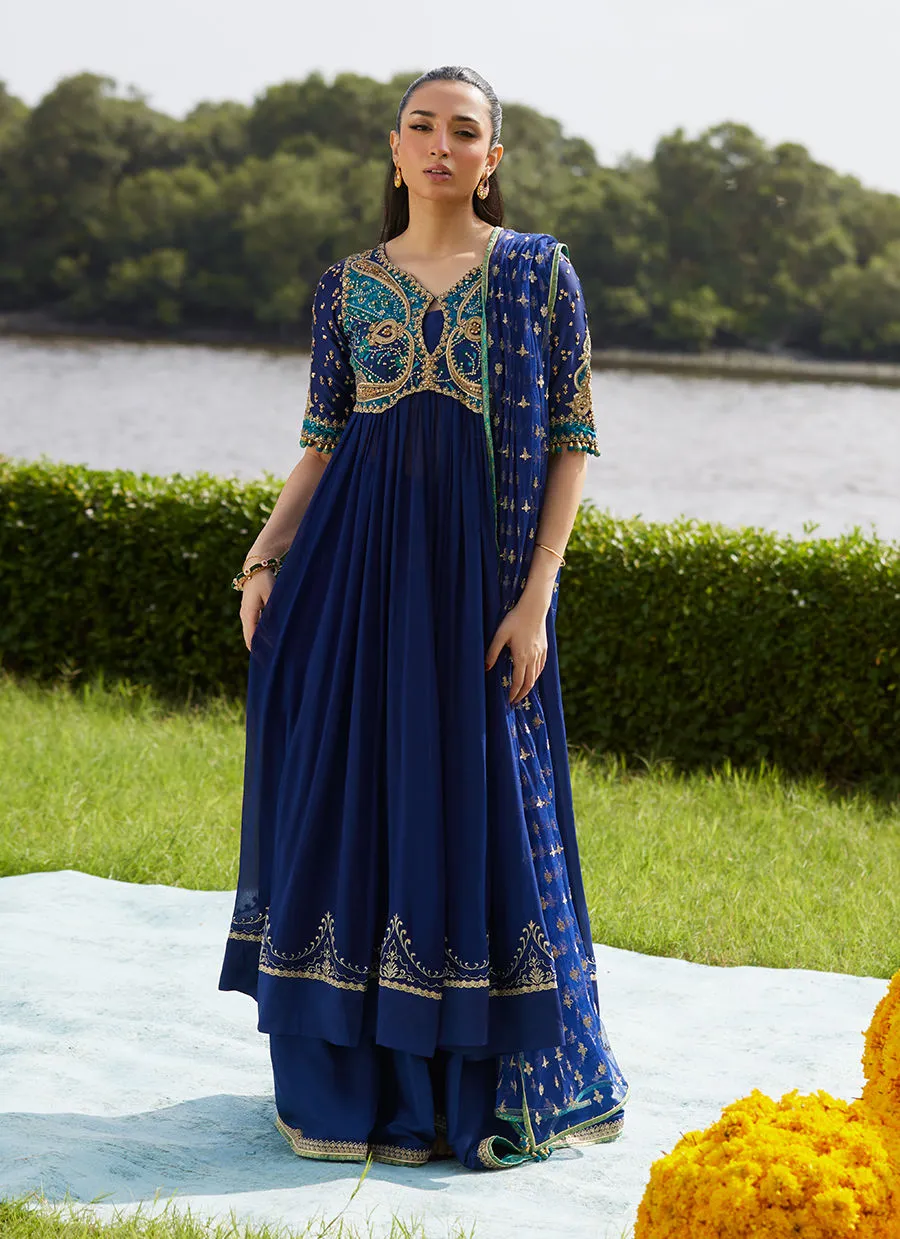 Farah Talib Aziz Mayna Festive Luxe Pret - Zari Navy
