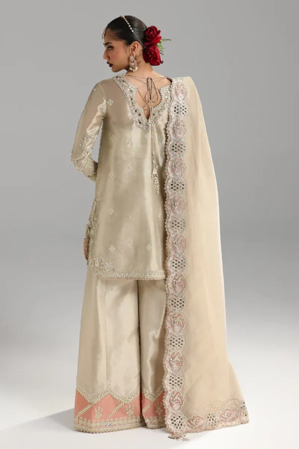 Shadmani by Qalamkar Embroidered Zari Tissue Suits Unstitched 3 Piece QLM25SW RH-07 Ameera - Wedding Collection
