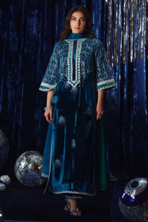 Farah Talib Aziz Velvet Fete - Teen Teal