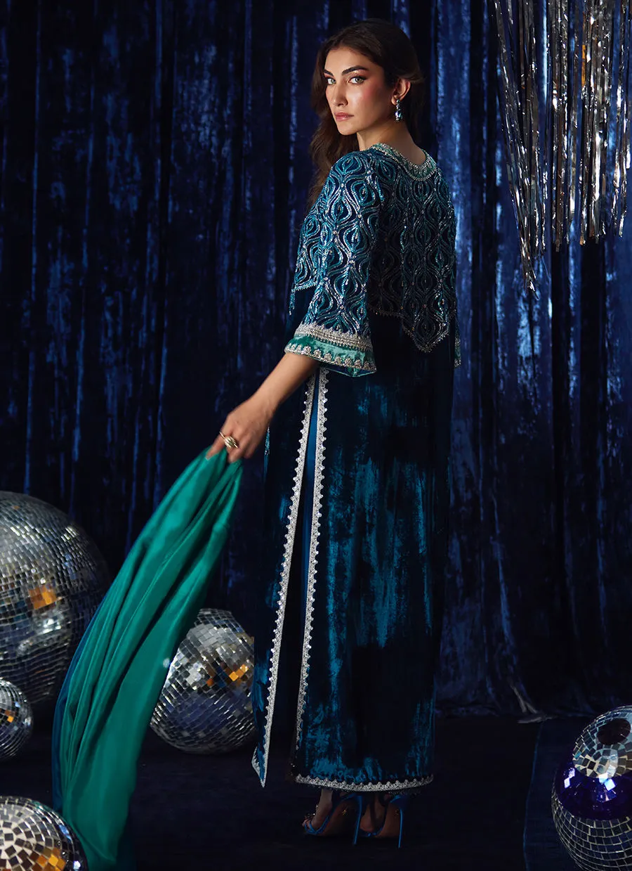 Farah Talib Aziz Velvet Fete - Teen Teal
