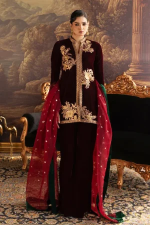 Zainab Chottani Velura Velvet Edit 25 - Claret