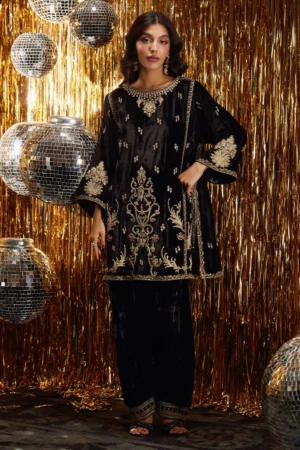 Farah Talib Aziz Velvet Fete - Liana Onyx Shirt