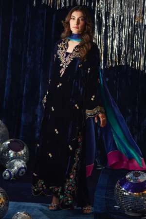 Farah Talib Aziz Velvet Fete - Valeh Navy
