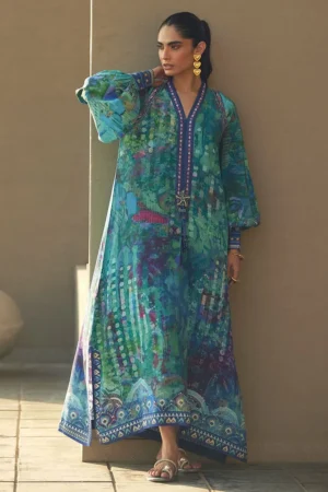 Farah Talib Aziz Laani Kaftan Edit - Tulum Blue
