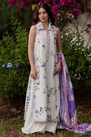 Farah Talib Aziz Luxury Lawn - Evita Ivory