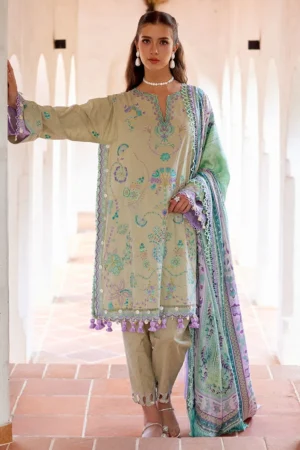 Farah Talib Aziz Luxury Lawn - Valeria Olive
